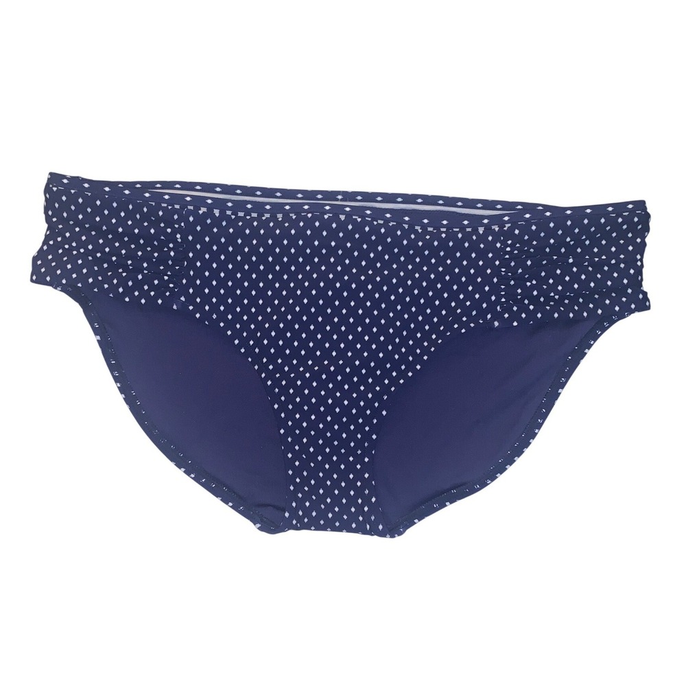 Seafolly Navy White Diamond Ruched Bikini‎ Bottoms Swim Size 14 NEW